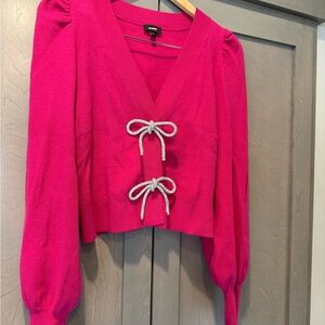 Express Fuchsia Blouse with Bow Details